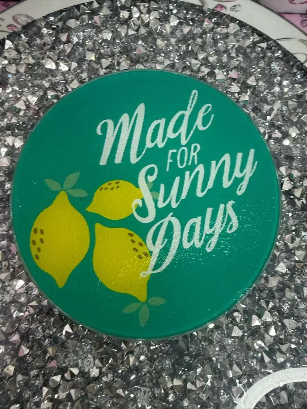 Cutting board Made for Sunny Days Lemon Graphic Trinket Dish - Teal & Yellow